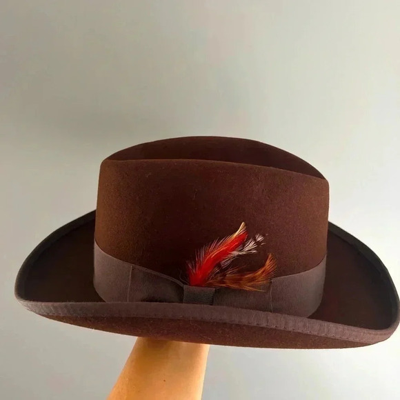 100 % Wool Designer Collection Fedora Godfather Brown Hat - Picture 1 of 10